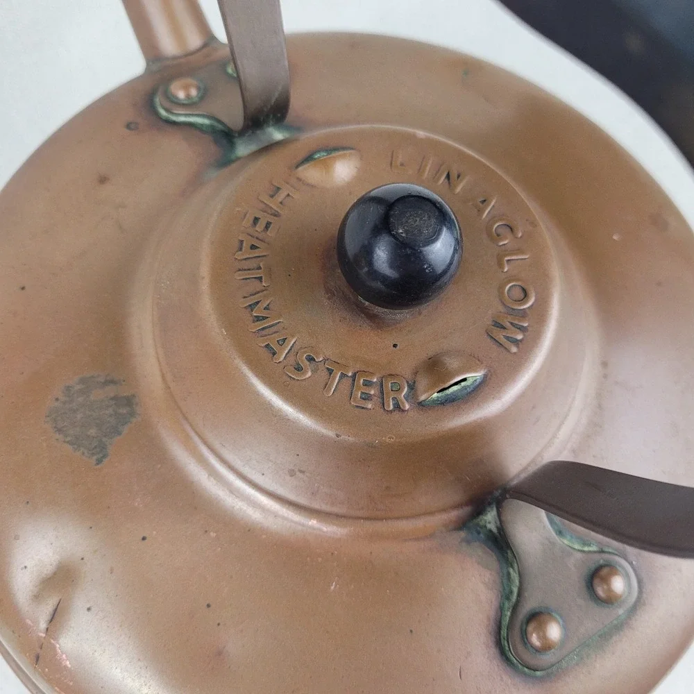 Vintage Linaglow Heatmaster Copper Rapid Boil Tea Kettle Vented Base